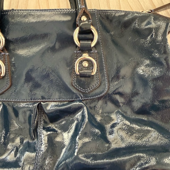 Coach Madison Sabrina Midnight Blue Patent Leather Satchel Bag - Picture 12 of 12
